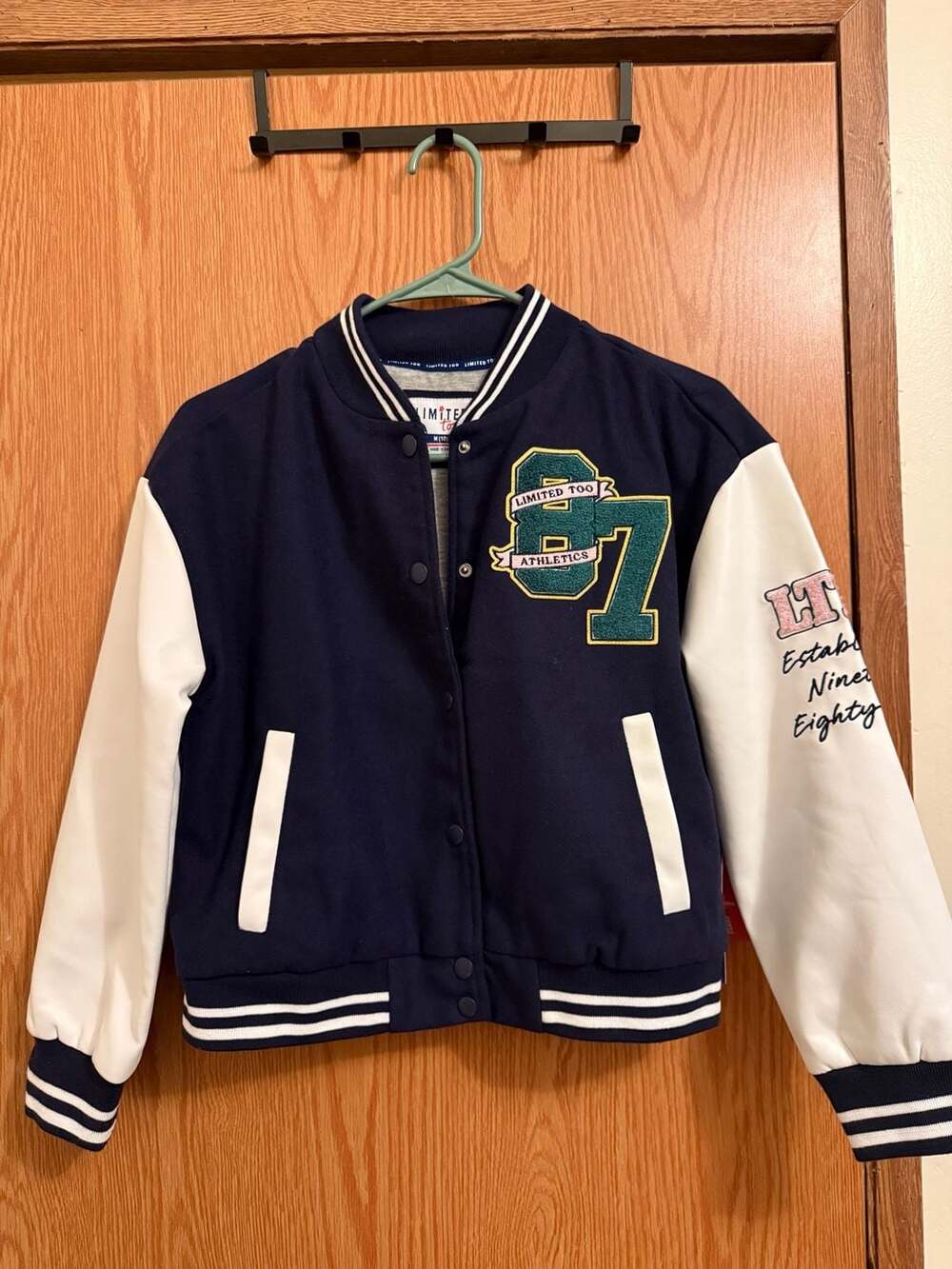 Limited Too Girls Varsity Jacket Navy White Size M (10)
